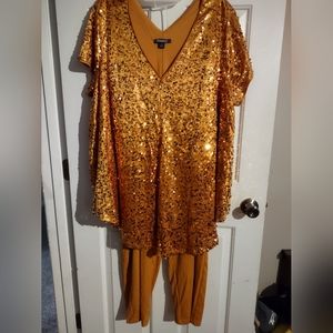 Roamans 2pc pants set in gold